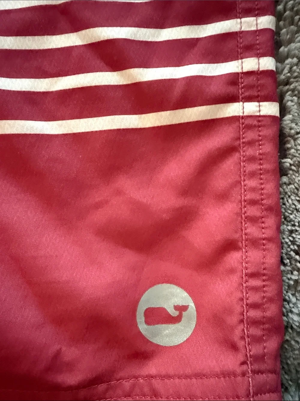 Vineyard Vines Boys Navy, Coral and Red Gradient Stripe Swim Trunks